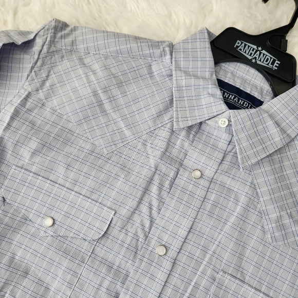 Panhandle Men's Plaid Print Long Sleeve Pearl Snap Western Shirt. Size ML Medium - Picture 3 of 8